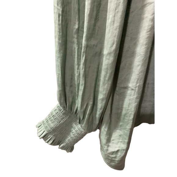 Joie Womens Size 2X Long Sleeve Tunic Top Shirt Blouse Green Tie Ruffle Collar 1 - Picture 3 of 4